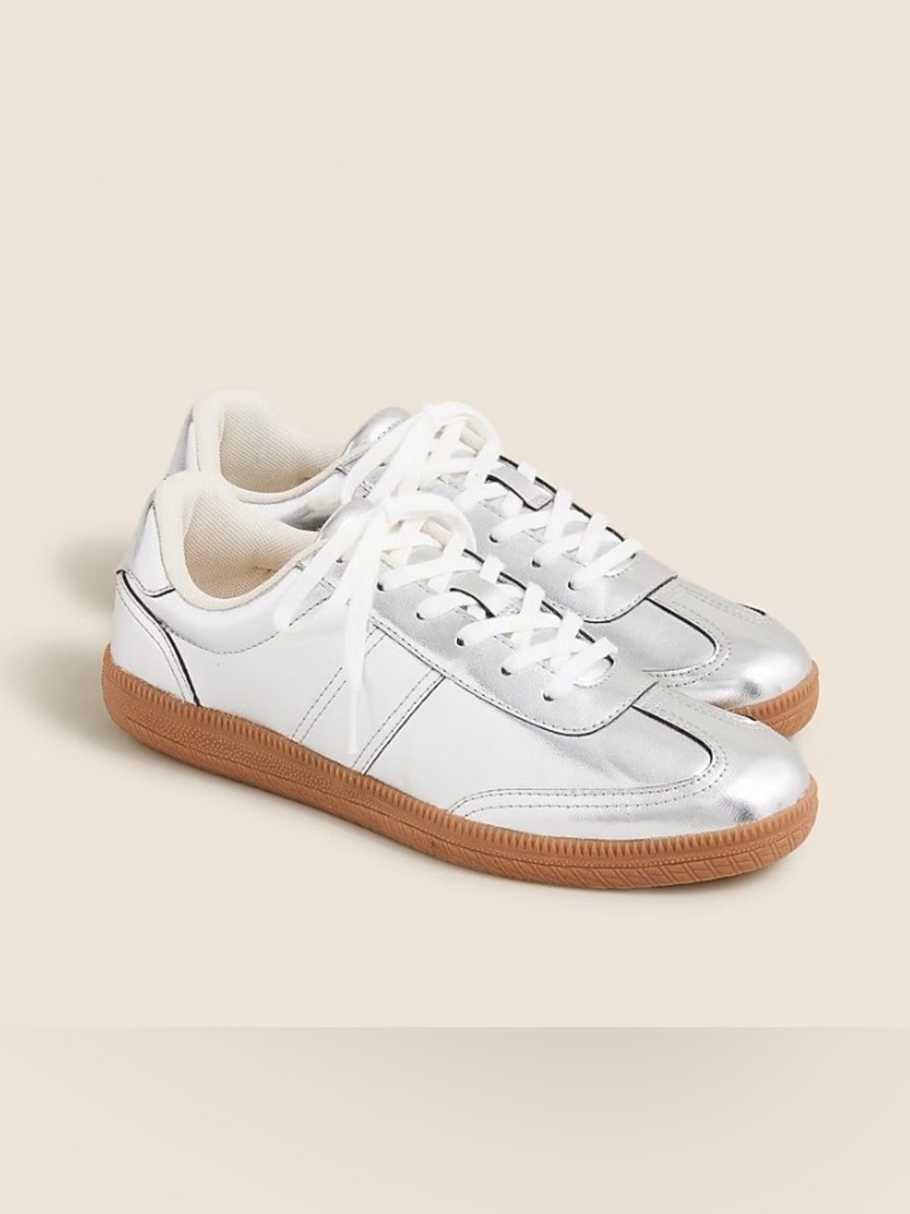 J.Crew Field Sneakers In Silver Metallic - Picture 1 of 10
